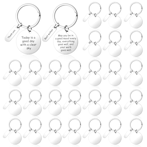 30 Stück gravierbare Metall-Schlüsselanhänger-Rohlinge aus Edelstahl, Stanzrohlinge, rechteckige Blanko-Etiketten, Schlüsselanhänger, Anhänger für Bastelarbeiten von SynHHergyx