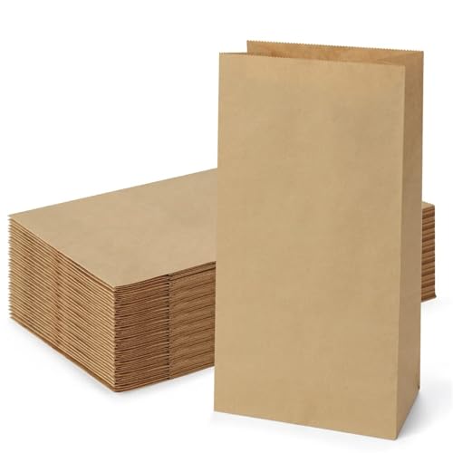 Paper Lunch Bags Kraft Paper Bags Snack Bags Grocery Bags for Bread Food Storage Sandwich PapiertüTen(20PCS_18 X 11 X 32 cm) von SynapSYA