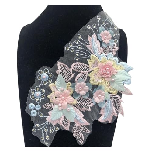 Spitze Kragen Applikation 2 Piece Flower Embroidery Sew On Patches DIY Clothes Sewing Floral Repair for Clothing Accessories FüR NäHen DIY(Style 5) von SynapSYA