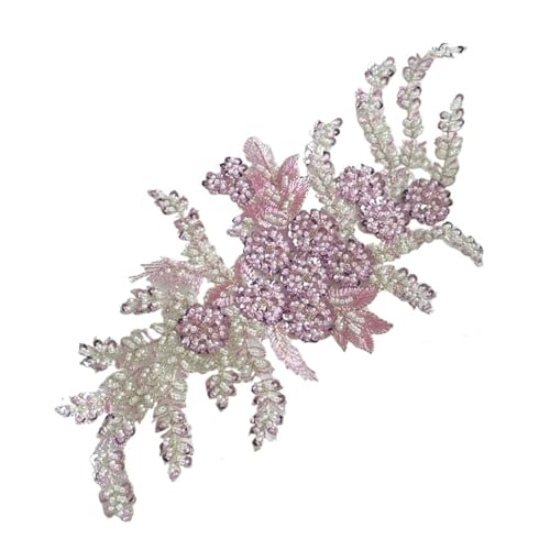 Spitze Kragen Applikation 2Pcs 3D Flower Beaded Embroidery Patch Mesh Fabric Lace Applique Sew Wedding Dress Clothes Decoration FüR NäHen DIY(Color13) von SynapSYA