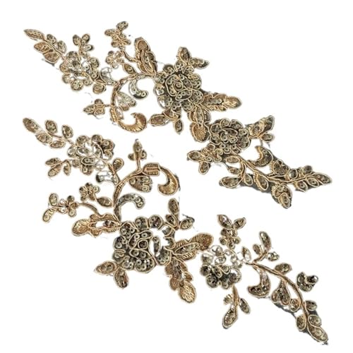 Spitze Kragen Applikation 4Pcs 24x8cm Embroidered Sequins Lace Applique Wedding Accessories FüR NäHen DIY von SynapSYA