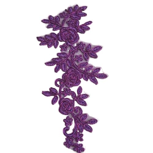 Spitze Kragen Applikation 4Pcs Lace Appliques Embroider Patch Wedding Dress Lace Decoration 19X8cm FüR NäHen DIY(Purple) von SynapSYA