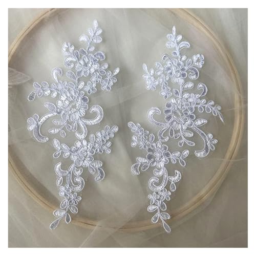 Spitze Kragen Applikation Lace Applique Sew on Patch Fabric 1Pair Embroidery Flower Exquisite Trim Patches Crafts Stickers Bag Gown Decoration FüR NäHen DIY(Color2) von SynapSYA