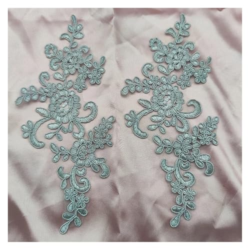 Spitze Kragen Applikation Lace Applique Sew on Patch Fabric 1Pair Embroidery Flower Exquisite Trim Patches Crafts Stickers Bag Gown Decoration FüR NäHen DIY(Grey) von SynapSYA