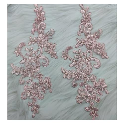 Spitze Kragen Applikation Lace Applique Sew on Patch Fabric 1Pair Embroidery Flower Exquisite Trim Patches Crafts Stickers Bag Gown Decoration FüR NäHen DIY(Pink) von SynapSYA