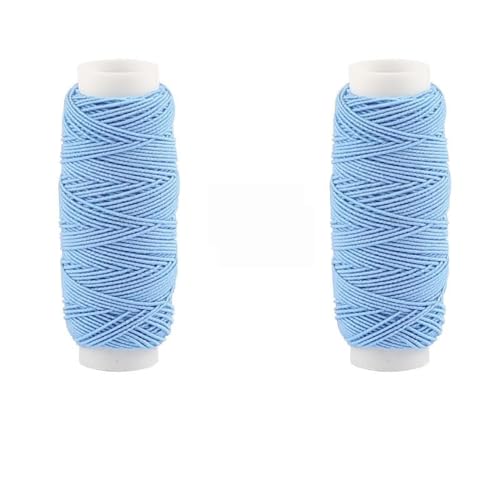 SynapSYA 2 stücke/3 stücke Set Bunte Elastische Fäden for Nähmaschinen 30 Meter/Rolle Stickerei Nähgarn Hand nähgarn Handwerk Set Stickgarn(2pc-Light Blue) von SynapSYA