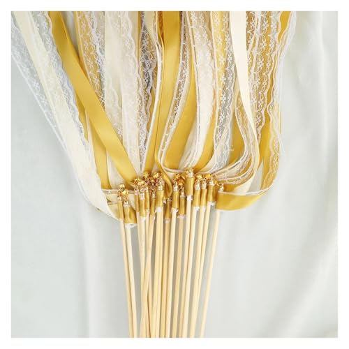 Wedding Twirling Streamers 10/20/50 Stück Band Zauberstab Fee Hochzeit Hochzeit Whirl Spitzenband und Partyglocken Hochzeit Cheer Requisiten für Hochzeit(Gold,10pcs) von SynapSYA