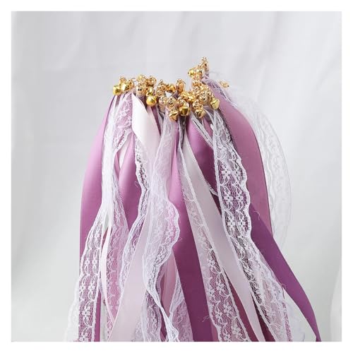 Wedding Twirling Streamers 10/20/50 Stück Band Zauberstab Fee Hochzeit Hochzeit Whirl Spitzenband und Partyglocken Hochzeit Cheer Requisiten für Hochzeit(PURPLE,50pcs) von SynapSYA