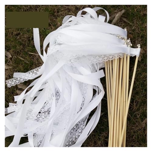 Wedding Twirling Streamers 10/20/50 Stück weißes Hochzeitsband mit silberner Glocke, Hochzeitsband, Stickband, wirbelnde Luftschlangen für Hochzeit(10pcs) von SynapSYA