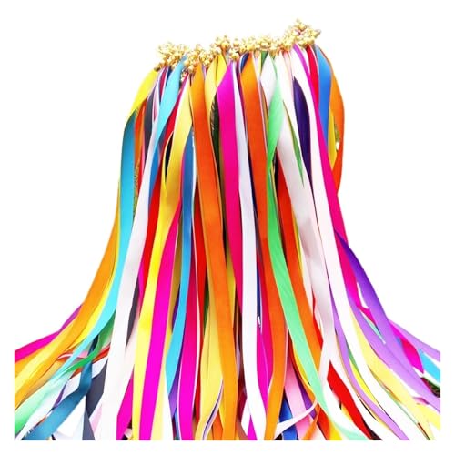 Wedding Twirling Streamers 100 Stück Hochzeitsband-Zauberstäbe mit Glöckchen, Bunte Stick-Wunschstäbe, Hochzeits-Luftschlangen, Feier-Dekoration for Party, Urlaub für Hochzeit von SynapSYA