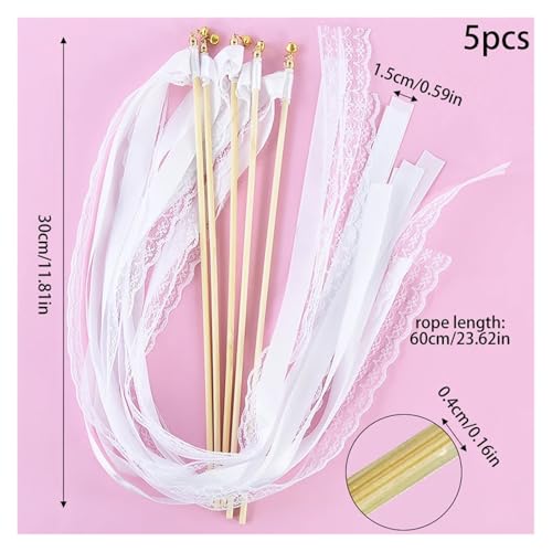 Wedding Twirling Streamers 20 STÜCK Band Zauberstäbe Fee Stick Hochzeit Twirling Spitze Luftschlangen Band Stick mit Glocke Hochzeit Geburtstag Party Jubeln Prop für Hochzeit von SynapSYA