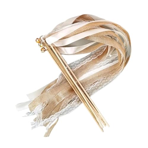 Wedding Twirling Streamers 20 Stück Spitzenband-Stabstäbe mit Glöckchen, Seiden-Feenstab-Stab-Luftschlangen for Hochzeitsfeier-Aktivitäten, Dekor für Hochzeit von SynapSYA