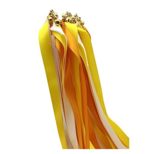 Wedding Twirling Streamers 25 Stücke Band Hochzeit Zauberstäbe Handheld Band mit Holzstab Glocke Hochzeit Party Hochzeit Band Stick Hochzeitsdekoration für Hochzeit(6) von SynapSYA