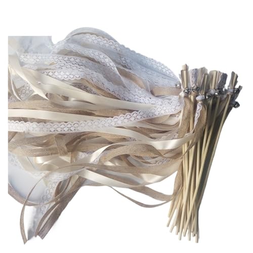 Wedding Twirling Streamers 30/20/10 Stück Spitzen-Hochzeitsband-Zauberstäbe Stick Stream mit Splitterglocken for die Hochzeitsfeier für Hochzeit(30pcs) von SynapSYA