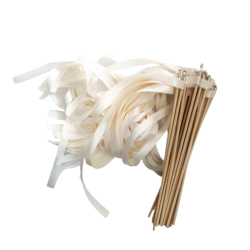 Wedding Twirling Streamers 50/20 Stück Band-Hochzeitsstäbe, wirbelnde Luftschlangen, Hochzeitsband-Stick for Hochzeitsdekoration für Hochzeit(R1,50pcs) von SynapSYA