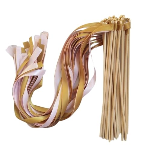 Wedding Twirling Streamers 50/20 Stück Bandstäbe in Gold und Rosa for die Hochzeit, Bandstäbe mit goldener Glocke für Hochzeit(20pcs) von SynapSYA