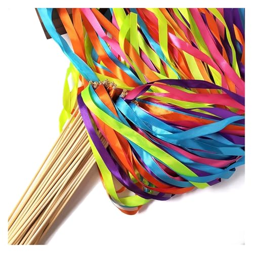 Wedding Twirling Streamers 50/20 Stück Bunte Hochzeitsband-Zauberstäbe mit Glocken, Hochzeitsschlangen, Dekoration for die Hochzeitsfeier für Hochzeit(50pcs) von SynapSYA