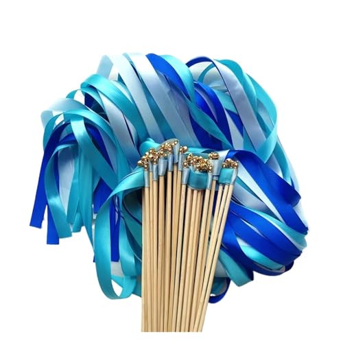 Wedding Twirling Streamers 50/20 Stück bunte Hochzeitsbänder mit Glocken, Hochzeitsschlangen, Dekoration for die Hochzeitsfeier für Hochzeit(Blue,20pcs) von SynapSYA