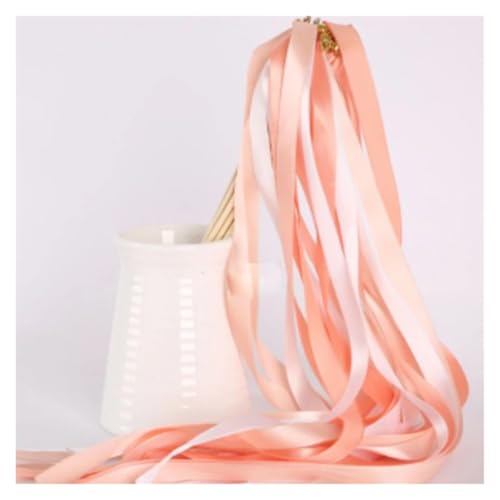 Wedding Twirling Streamers 50 Stücke Hochzeit Luftschlangen Sticks Hochzeit Twirling Band Zauberstab mit Glocken Rasen Hochzeit Dekoration Alles Gute for Geburtstag Party Zubehör für Hochzeit(Light Pi von SynapSYA