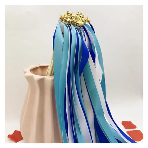 Wedding Twirling Streamers 50 Stücke Hochzeit Luftschlangen Sticks Hochzeit Twirling Band Zauberstab mit Glocken Rasen Hochzeit Dekoration Alles Gute for Geburtstag Party Zubehör für Hochzeit(Blue) von SynapSYA