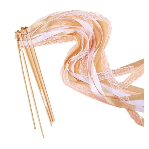 Wedding Twirling Streamers Hochzeitsband-Zauberstäbe, Feenstäbe mit Glöckchen, wirbelnde Spitzen-Luftschlangen, Hochzeitsfeier, Jubel-Requisite, Gastgeschenk for die Hochzeit für Hochzeit(Yellow,30PCS von SynapSYA