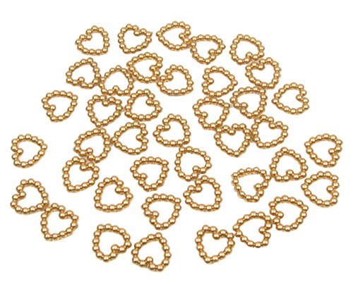 100 x Perle Herz Perlmutt gold 11 mm doppelseitig Strass, ideal für Haftschneeflocken,, Bricolage, Hochzeiten Scatter von Syntego