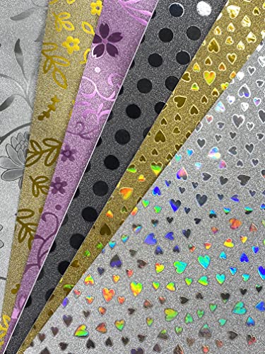 12 x A4-Bögen mit Glitzer, selbstklebendes Glitzerpapier, fusselfrei, 80 g/m², 6 Designs, Multipack von Syntego