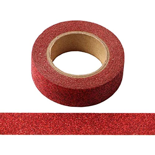 2 Rollen Glitzer-Washi-Klebeband, dekoratives Basteln, selbstklebend, glitzernd, 15 mm x 5 m, Rot von Syntego