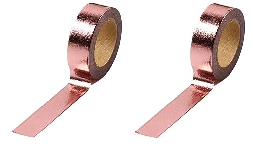 2 Rollen Washi-Klebeband, dekoratives selbstklebendes Abdeckband, 15 mm x 10 m (Roségold) von Syntego