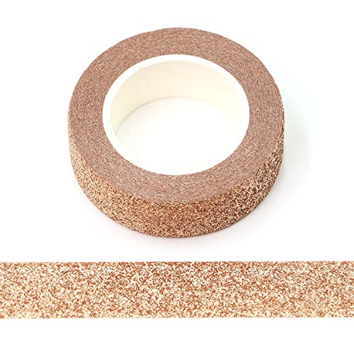 2 Rollen dekoratives Washi-Glitzer-Klebeband, zum Basteln, 15 mm x 5 m (roségold) von Syntego