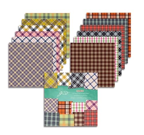 24 Blatt, 12 Designs, Gitter-Tartan-Papier, dekoratives, säurefreies Scrapbook-Papier, 160 g/m², einseitig, 30 cm x 30 cm, 12 Zoll x 12 Zoll von Syntego