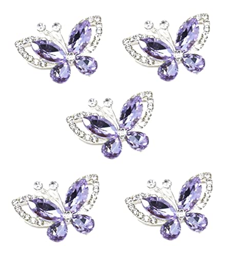 Syntego 5 Stück Kristall Schmetterling flache Rückseite Diamante Verzierung Klasse A Strass funkelnden Amethyst von Syntego