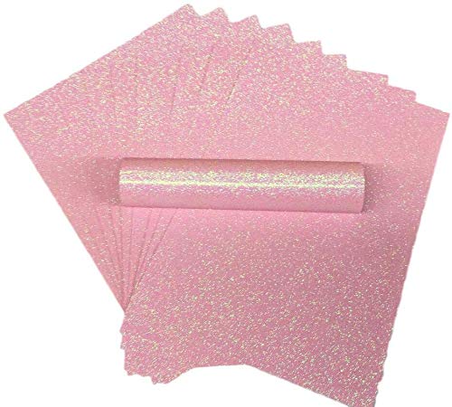 Glitzerpapier, A4, glitzernd, weich, fusselfrei, dick, 150 g/m², 10 Blatt, blassrosa, schillernd von Syntego