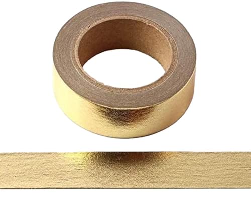 Syntego Masking Tape Washi-Klebeband, dekorativ, selbstklebend, 15 mm x 10 m (Goldfolie) von Syntego