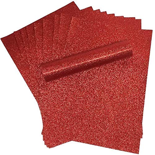 Rot Glitzerkarton, A4, glitzernd, weich, fusselfrei, 250 g/m², 10 Blatt von Syntego