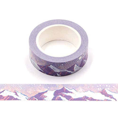 Snow Mountain Washi-Klebeband, Silberfolie, geprägt, Mond und Sterne, 15 mm x 10 m von Syntego