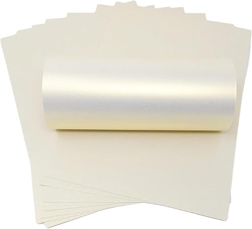 Syntego 100 Blatt Elfenbeinfarbene Eisgold Haze Perlglanz-Schimmer, doppelseitig, A4, dekorative Karte, 300 g/m² von Syntego