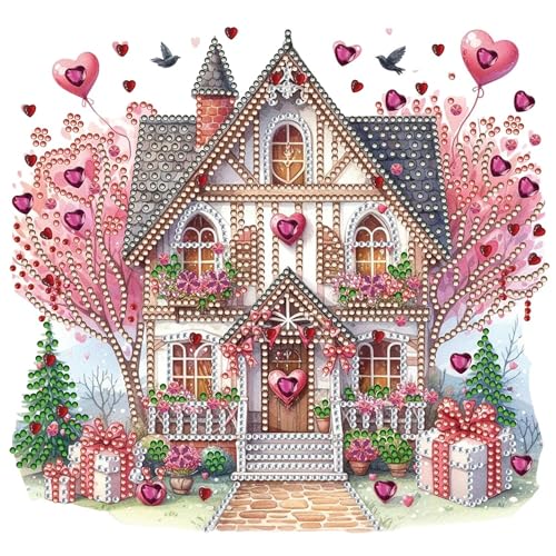 Syntego 5D DIY Magical Love Hearts House Teilweise speziell geformte Bohrer Diamantmalerei für Erwachsene 30 cm x 30 cm Leinwand von Syntego