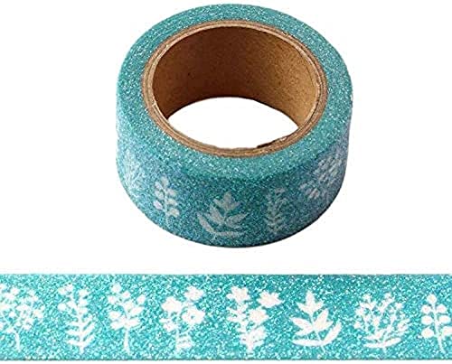 Syntego Dreamy Plants Glitzer-Washi-Klebeband, selbstklebend, 20 mm x 3 m von Syntego