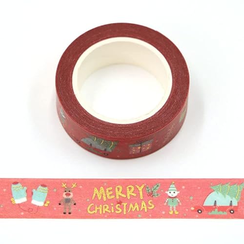 Syntego Merry Christmas Washi-Klebeband, dekorativ, 15 mm x 10 m von Syntego