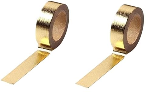 Syntego Rollen Washi-Klebeband aus Folie, Bastelbedarf, Klebeband, Scrapbooking, DIY-Handwerk, dekorative Folie, Washi, 5, 8 x 393, 15 mm x 10 m, Gold von Syntego