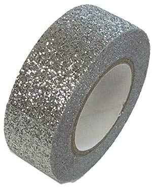 Syntego Rollen selbstklebendes, klebriges, glitzerndes Washi-Klebeband für dekoratives Handwerk, 15 mm x 5 Meter 2 Silber von Syntego