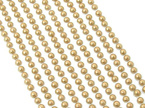 Syntego Selbstklebende Perlen Edelsteine ​​3mm Gold Mini Flache Rückseite Runde Perlen Streifen Verzierung zum Basteln (500) von Syntego