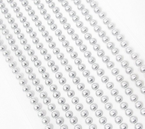 Syntego Selbstklebende Perlen Edelsteine ​​3mm Silber Mini Flache Rückseite Runde Perlen Streifen Verzierung (500) von Syntego