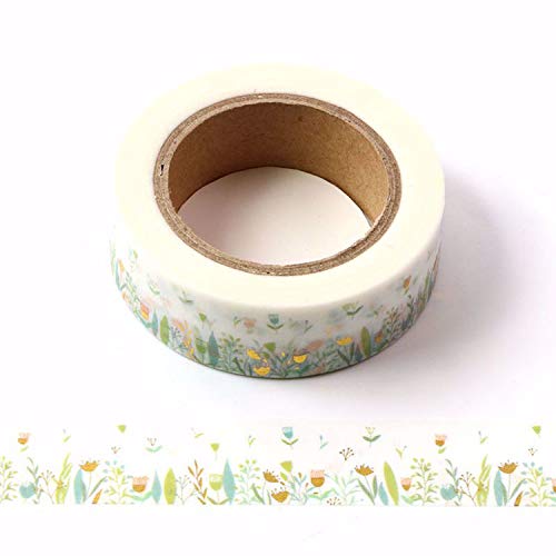 Washi-Klebeband, Wildblumen, Frühlingswiese, dekoratives Klebeband, 15 mm x 10 m von Syntego