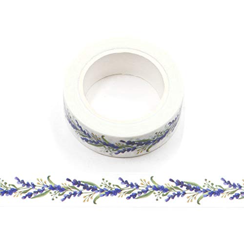 Washi-Klebeband mit Blumenmuster, 15 mm x 10 m, Violett von Syntego