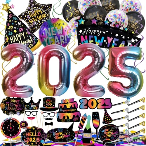 Syoulin-Silvester deko 2024 XXL 61pcs dekoration set, neujahr silvesterdeko,folienballons,fotorequisiten,konfetti,ballons，Syoulin wünscht Ihnen ein frohes neues Jahr von Syoulin