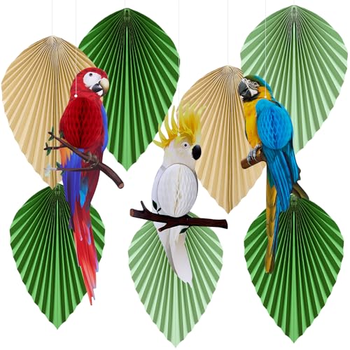 Syoulin- hawaii Party deko,garden Party Decoration, summer hawaiian table Decoration, parrot Caribbean, pompoms Decoration, pool Party, gartenparty deko draußen sommer-10Stück von Syoulin