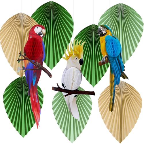 Syoulin- hawaii Party deko,garden Party Decoration, summer hawaiian table Decoration, parrot Caribbean, pompoms Decoration, pool Party, gartenparty deko draußen sommer-10Stück von Syoulin