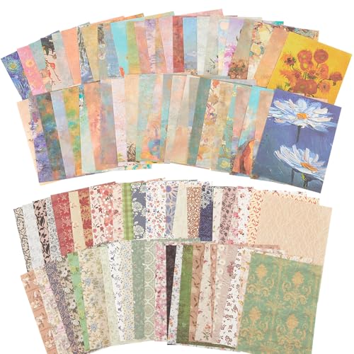 200 Stück strukturiertes Papier, Vintage-Blumen-Scrapbook-Papier, gestern Bild, Scrapbook, Papierblock für Scrapbooking, Planer, Junk-Tagebuch, Zubehör, Collage, 9,9 x 14,9 cm, A6 von Syphotmm